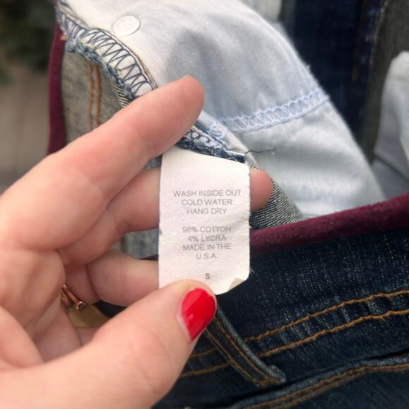 Y2k Rock & Republic Patchwork Denim Suede Maxi Skirt Size Small (26” waist) - Picture 5 of 6